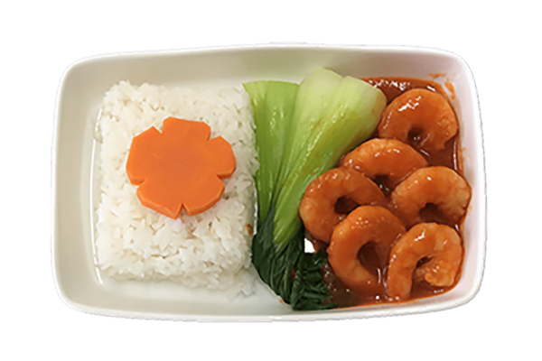 Steamed rice with ketchup sauce