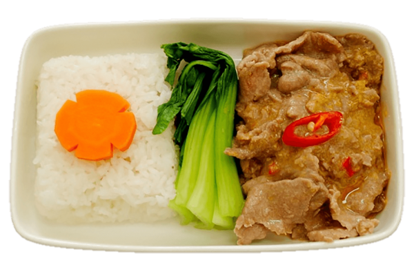 Stir-fried beef with steamed rice