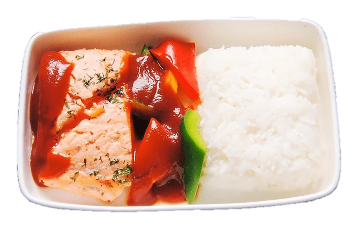 Grilled salmon with steamed rice 