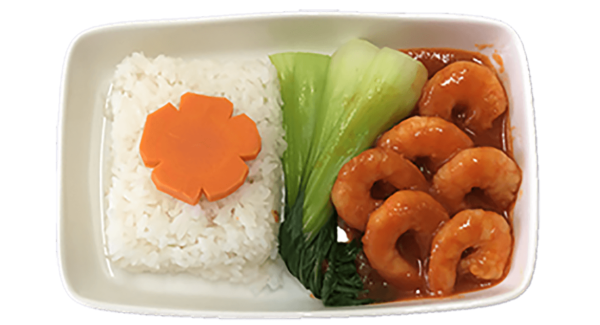 Steamed rice with ketchup sauce