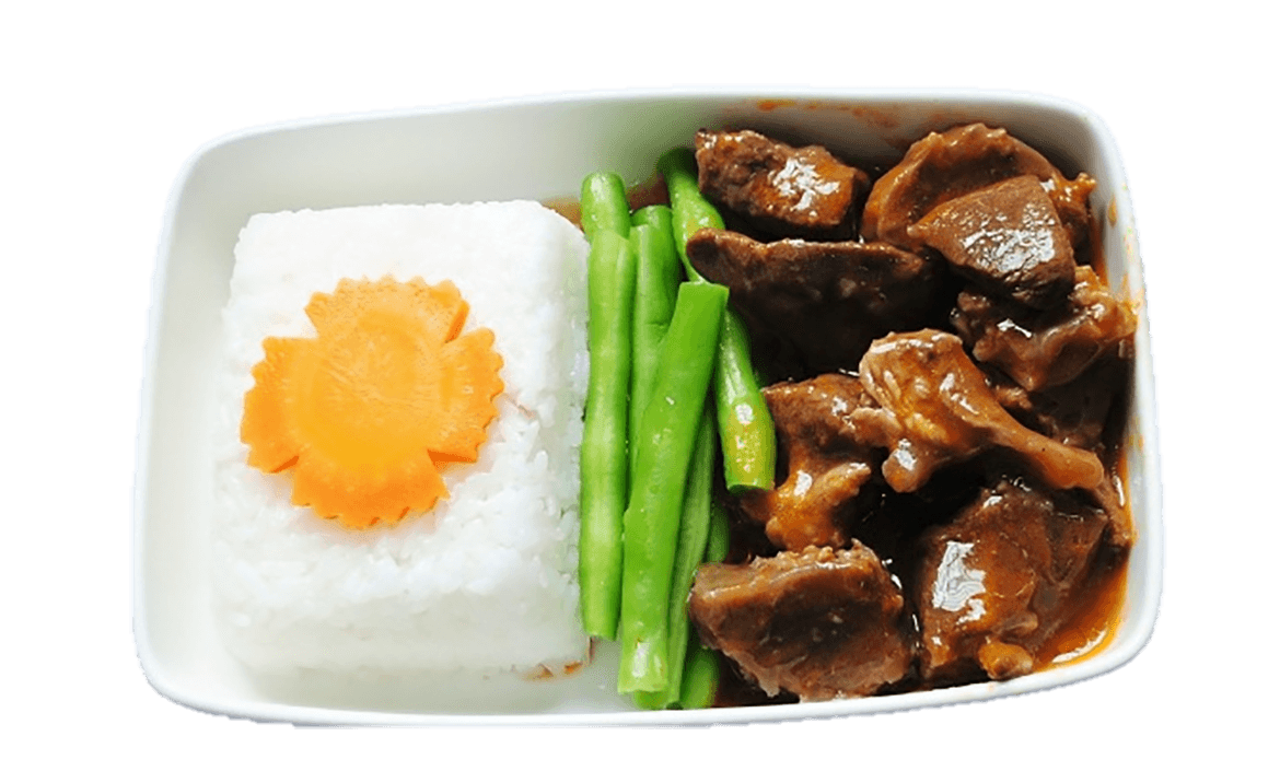 Steamed rice with wine sauced beef